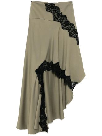 CHRISTOPHER ESBER Verner asymmetrische rok met kant - Groen