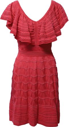 Missoni M Missoni Ruffle Knitted Dress in Pink Cotton