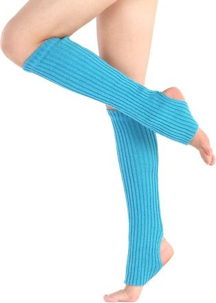 Generic Women Latin Knee High Socks Neon Solid Color Ribbed Knitted Stirrup Leg Warmers Fitness Sports Boot Cuffs Cover for Yoga
