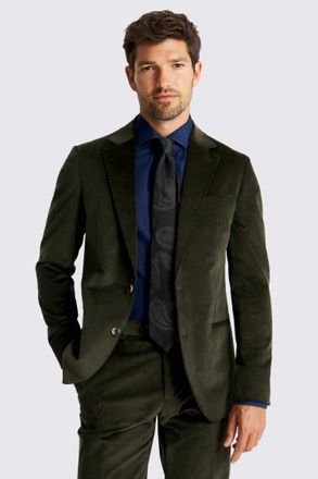Moss Tailored Fit Dark Green Corduroy Suit Jacket