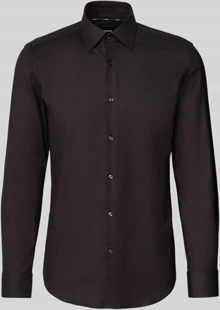 HUGO BOSS Slim Fit Businesshemd aus Bi-Color Twill Modell HANK in Dunkelbraun, Größe 39