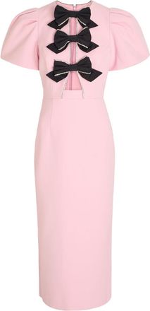 Rebecca Vallance Nemy Bow-embellished Crepe Midi Dress - Light Pink - 16 (UK16 / XL)