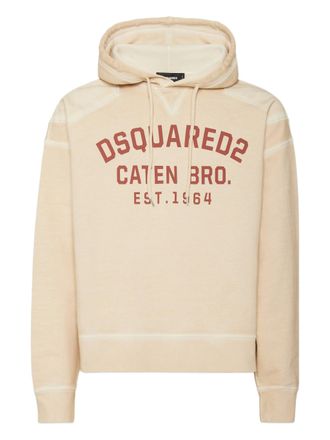 Dsquared2 Cypro Loose Beige Cropped Hooded Hoodie
