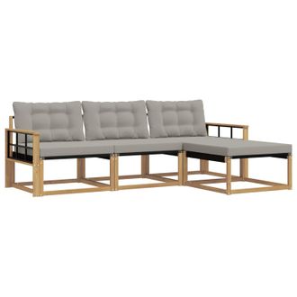 vidaXL Conjunto De Sof&aacute;s De Exterior 4 Pcs Blanco Y Gris Claro Vidaxl