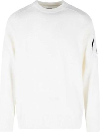 C.P. Company C.p. Company, Truien & Vesten, Heren, Wit, L, Wol, Lambswool Lens Crewneck Sweater
