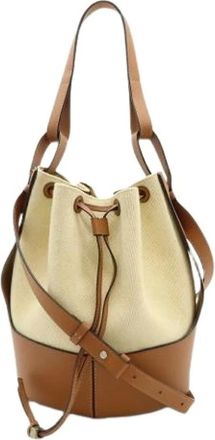 Loewe Pre-owned Bucket Bags, female, Beige, Size: ONE SIZE Pre-owned Canvas Shoulder Bag
