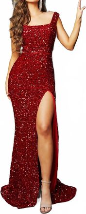 Portia & Scarlett Sequin Mermaid Gown In Red