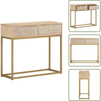 vidaXL The Living Store Tavolo Consolle 90x30x76 cm in Legno Massello di Mango e Ferro - Tavolo da ingresso