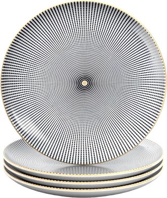 OEM Platos De Porcelana Endless - Blanco Y Negro Con Un Di&aacute;metro De 15,3 Cm - Platos Para Desayuno, Postre, Ensalada De Frutas, Pasta, Platos Principales 