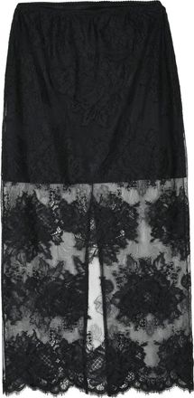 Aniye By Lace Midi Skirt With Scalloped Hem And Sheer Overlay