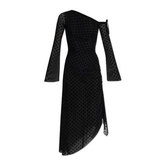 Misbhv Mesh Monogram Dropped Shoulder Midi Dress - Dames - Casual kleedjes - Zwart - XS - Kleedjes