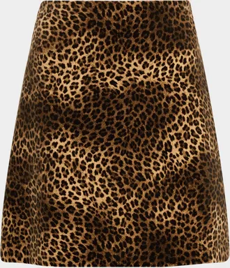 Max Mara Leopard-Print Cotton Mini Skirt