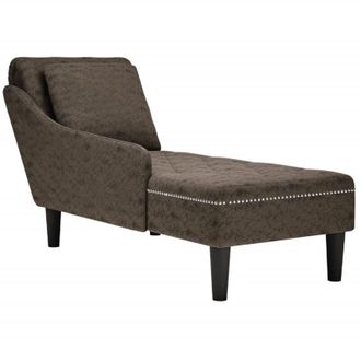 vidaXL Vidaxl - Tumbona Almohada Reposabrazo Derecho Cuero Gris Oscuro