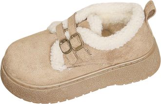 Generic Womens Flatform Snow Boots Buckle Warm Suede Clogs Slip-On Fluffy Faux Fur Lined Ankle Booties Comfy Winter Shoes Platform Cosy Fuzzy Collar Garden Sh