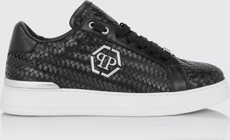 Philipp Plein Sneakers basse in pelle intrecciata con logo Hexagon