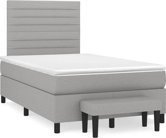 vidaXL Vidaxl - Cama Box Spring Con Colch&oacute;n Tela Gris Claro 120x190 Cm