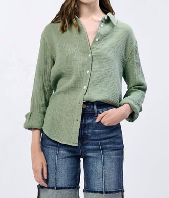 Dear John Denim Gaia Poplin Shirt In Iceberg Green
