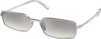 Prada Silver Grey Mirror Rectangular Ladies Sunglasses PR A60S 1BC80G 59