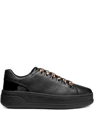 Geox leopard-laces leather sneakers - Black