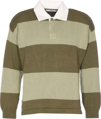 Edmmond Studios striped buttoned polo shirt - men - Cotton - L - Green