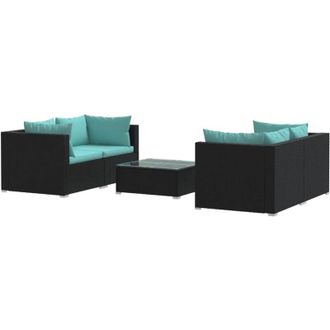 vidaXL 5 Pcs Garden Lounge Set Con Coj&iacute;n De Empuje De Terciopelo