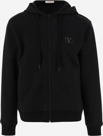 Valentino Garavani Black VLogo Signature zip-up hoodie