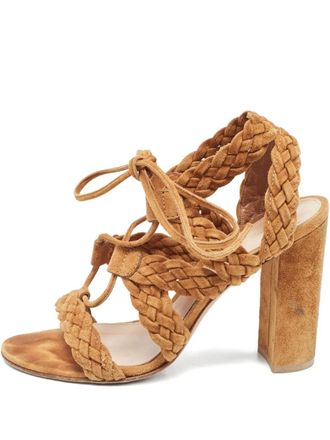 Gianvito Rossi 110 mm suède sandalen met hak - Bruin