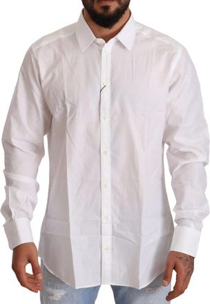 Dolce & Gabbana Wit Martini Fit Overhemd - Heren - Casual Overhemden - Wit - 4XL - Katoen - Overhemden