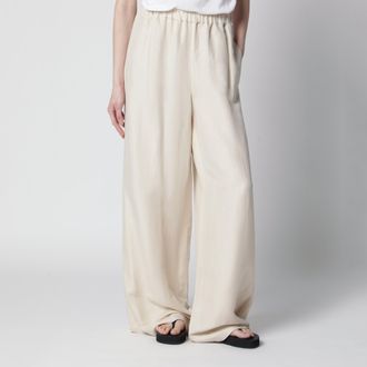 Max Mara Wide-leg linen and silk twill trousers in beige