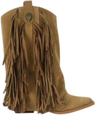 Kurt Geiger Albany Fringe Western Boot - Dames - Cowboylaarzen - Bruin - 38 EU - Leer - Schoenen