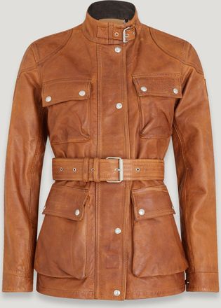 Belstaff Legacy Trialmaster Panther Jacket Womens Hand Waxed Leather Cork Size UK 4