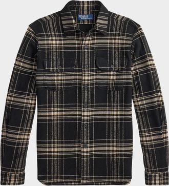 Polo Ralph Lauren Mens Plaid Brushed Flannel Classic-Fit Overshirt