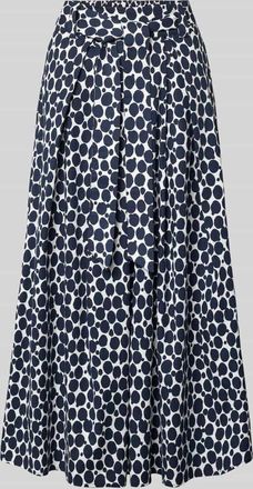 More & More More & More Midirock im Allover-Look mit elastischem Bund in Marine, Gr&ouml;&szlig;e 34