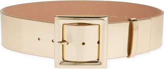 Carolina Herrera Icon Metallic Leather Belt in Gold at Nordstrom, Size Medium