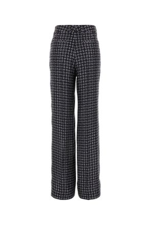 Prada Womens Printed Silk Pant Bleu Se-Ottone Pantaloni