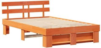vidaXL Estructura De Cama Con Cabecera Marr&oacute;n Cera 135 X 190 Cm Vidaxl