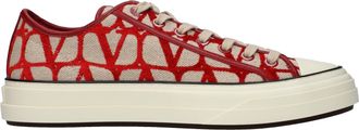Valentino Garavani Herrens Sneakers Stoff Beige/Rot