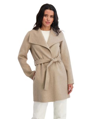 Elie Tahari Womens Double Face Wool-Blend Belted Coat