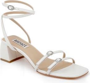 Badgley Mischka Dania Ankle Strap Sandal in White Leather at Nordstrom Rack, Size 8.5