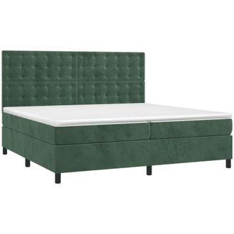 vidaXL Vidaxl - Cama Box Spring Colch&oacute;n Y Led Terciopelo Verde Oscuro 200x200cm