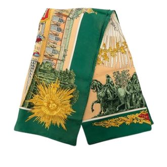 Herm&egrave;s Pre-owned Voltaire Sanssoucy Zijden Sjaal - Dames - Pre-owned - Groen - Maat: ONE Size Zijde