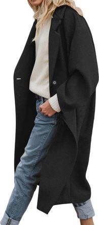 Generic Womens Wool Blend Coat - Single & Double Breasted Mid-Length Peacoat with Lapel Collar, Warm Winter Trench Overcoat & Open Front Long Cardigan Jacket 