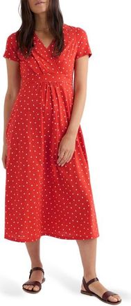 Seasalt Cornwall Chapelle Dot Print Organic Cotton Jersey Midi Dress in Little Sponge Spot Tomato at Nordstrom, Size 12