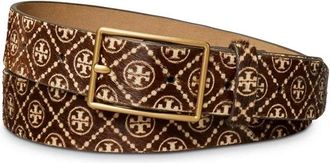 Tory Burch T Monogram Haircalf Riem - Dames - Riemen - Bruin - S - Leer - Accessoires