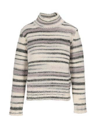 Kangra Cashmere Knitted Turtleneck Sweater with Printed Yarn and Ribbed Finish