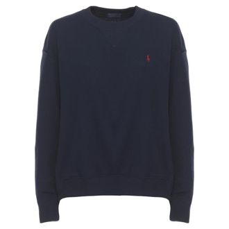Ralph Lauren Cotton Fleece Crewneck Sweatshirt - Dames - Sweatshirts - Blauw - L - Katoen - Hoodies & sweatvesten