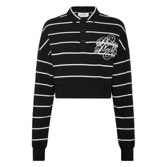 Philipp Plein Polo shirt LS Lines - Dames - Polos - Zwart - XS - Katoen - Tops