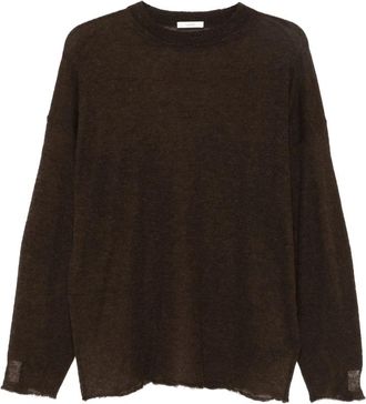 Haikure Frayed-hemline Round-neck Sweater