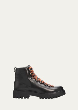 Prada Mens St Moritz Leather Lug-Sole Hiking Boots