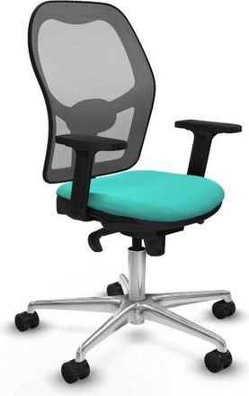 Piqueras y Crespo Piqueras Y Crespo - Jorquera Sincro Malla Gris Similpiel Turquesa Brazos 2d Base Aluminio Ruedas 65mm Nailon